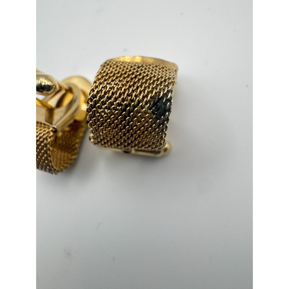 Vintage Anson Cufflinks Mesh Gold Tone Brushed Sunburst MCM - Picture 5 of 10